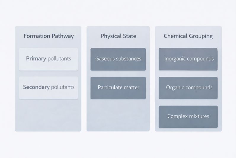 Conceptual framework showing air pollutant classification categories