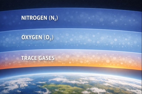 Conceptual illustration showing baseline atmospheric composition