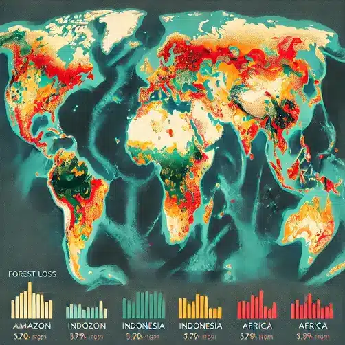 Before-and-after satellite imagery illustrating Human-Environment Interaction as cities expand and natural land is transformed.