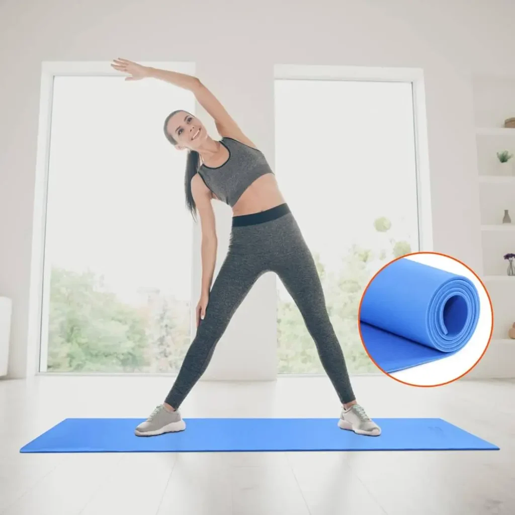 Matworks by Bathla Kriya Classic eco-friendly yoga mat in blue color with carrying strap, reversible and anti-slip design