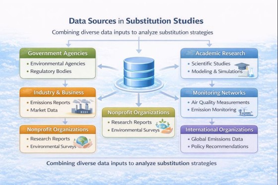 Diagram of national inventories and international databases used in air pollution research