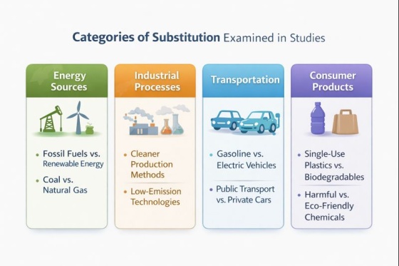 Diagram illustrating energy, technology, and material substitution in air pollution research