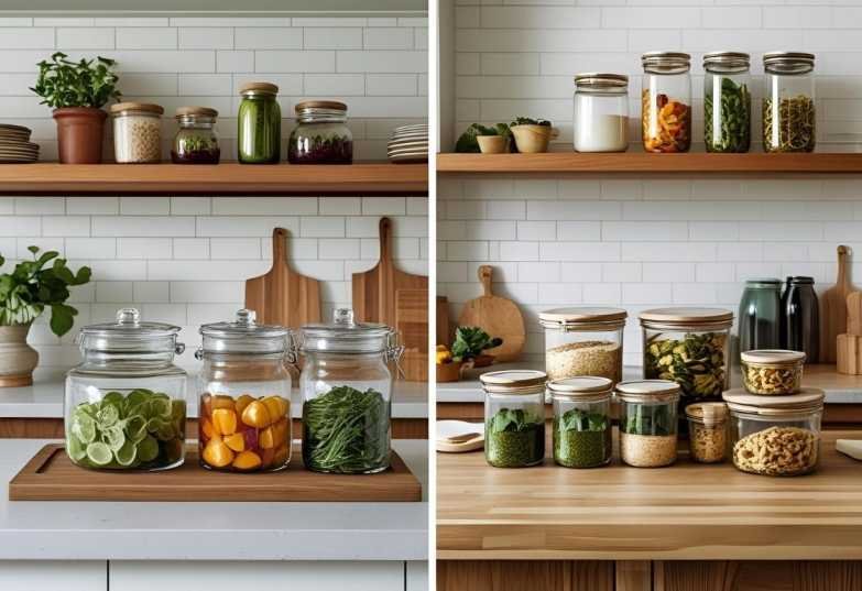 "How to Start a Zero Waste Journey with simple kitchen swaps like using glass jars and cloth bags instead of plastic"