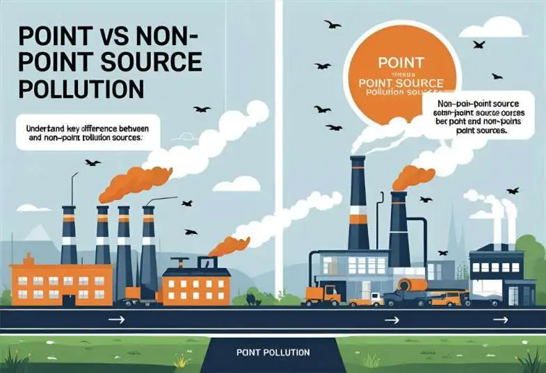 Side-by-side chart showing differences between point source and non-point source pollution in India