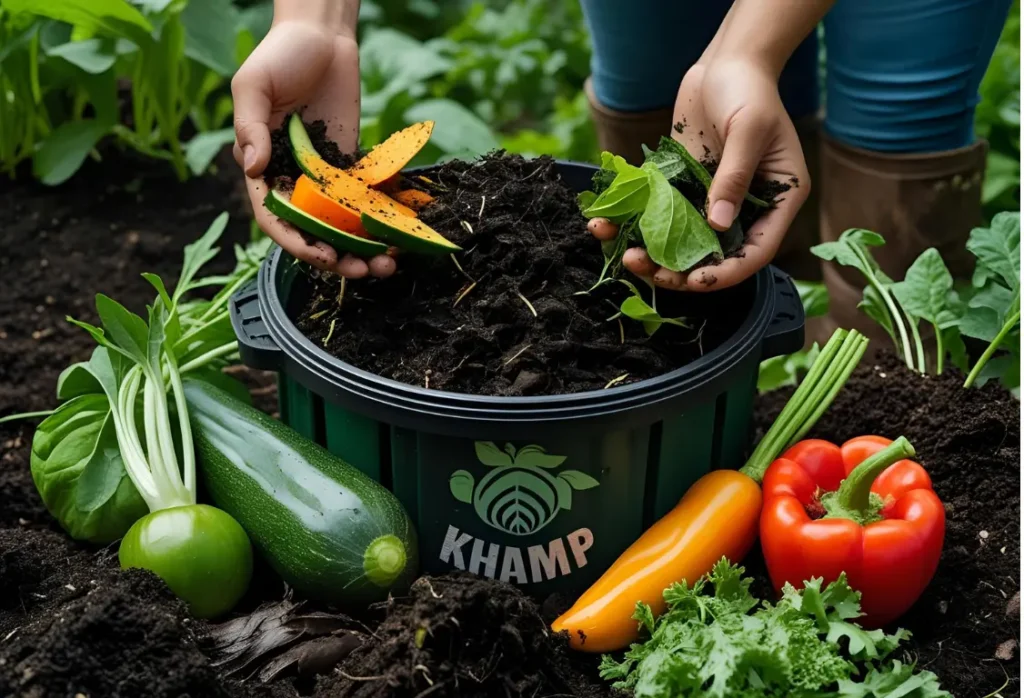 Zero Waste Home Ideas showing compost tools like Daily Dump khamba and veggie scraps