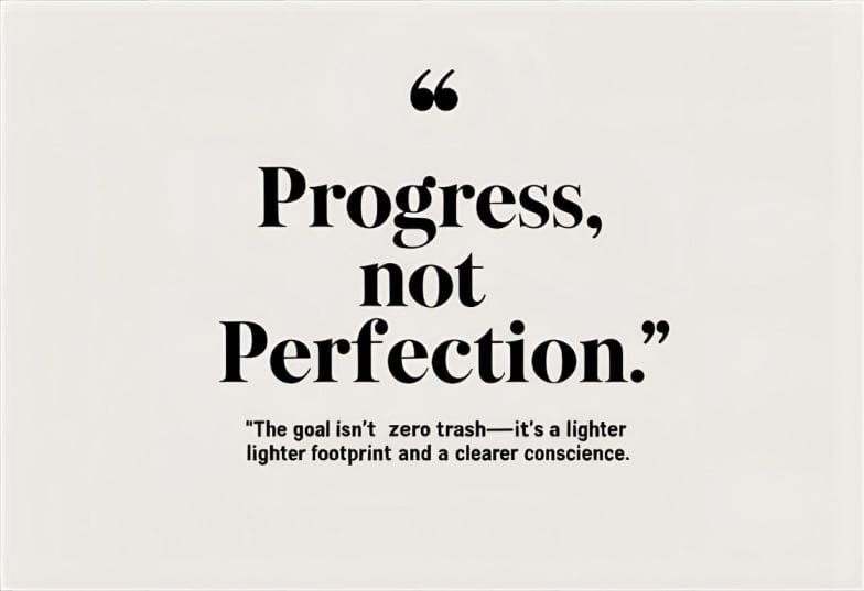A minimalist quote graphic that reads “Progress, not perfection.