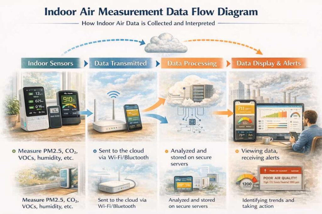 Flow diagram showing indoor air data collection process