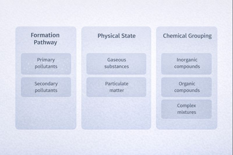 Conceptual framework showing air pollutant classification categories
