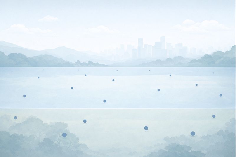 Conceptual image of an outdoor atmospheric environment used to represent the system-level context in which ambient air quality conditions are measured and interpreted.