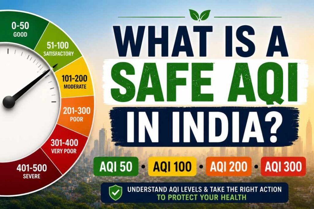What is a safe AQI in India with AQI 50, 100, 200 and 300 levels explained